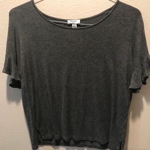 Mae soft grey top with ruffled sleeves, S